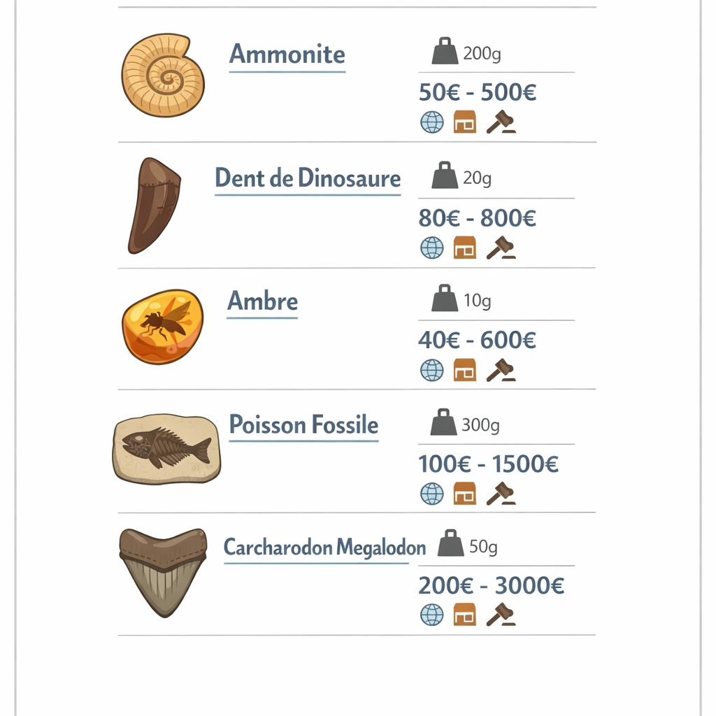 Quelles fourchettes de prix observe-t-on en France pour les fossiles en 2026 ? Quelles fourchettes de prix observe-t-on en France pour les fossiles en 2026 ?